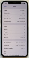 USED BLACK GSM UNLOCKED iPhone 12, 64GB A2172 MGEF3LL/A AND 100% BATTERY HEALTH