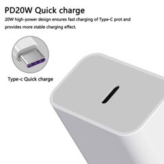 20W PD Wall Adapter Fast Power Charger USB-C 3ft Cable forApple iphone 14 13 12