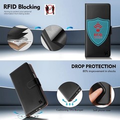 Samsung Galaxy Z Fold 3 Wallet Case with Card Holder, RFID Blocking PU Leather C