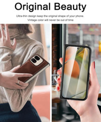 Google Pixel 9 Pro Fold PU Leather + Hard Case Ultra Thin Slim Shockproof Brown