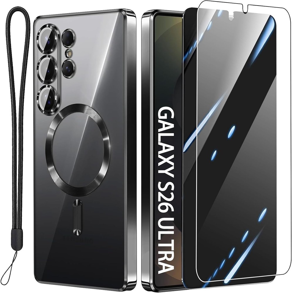 Luxury Magnetic Glossy Case for Samsung Galaxy S26 Ultra with 2X Screen Protecto