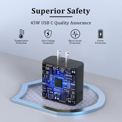 ⚡45W USB-C Super Fast Wall Charger Type C Charging Cable For Samsung S24/S22/S23
