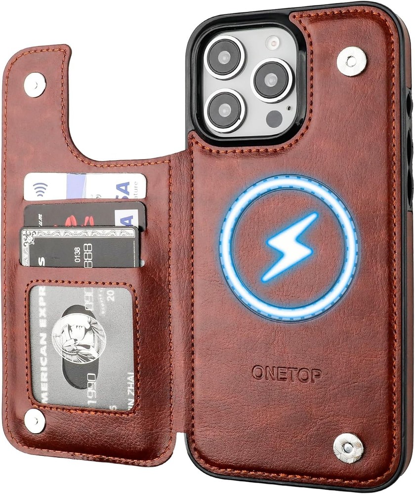 iPhone 16 Pro Max Wallet Case with Card Holder, PU Leather Kickstand RFID Blocki