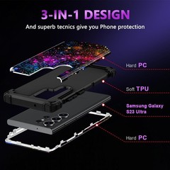 Three Layer Heavy Duty Case for Galaxy S23 Ultra 6.8 Inch Shockproof Protection