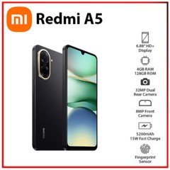 (New) Xiaomi Redmi A5 4GB+128GB BLACK Dual SIM Unlocked Android Cell Phone