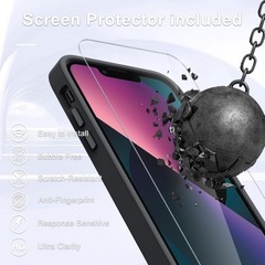 iPhone 15 Plus Case, Matte Magnetic Phone Case with 1 Screen Protector, Black