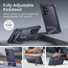 Samsung Galaxy S24 Ultra Case with Extra Protective Front Frame & 3 Kickstand Mo