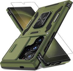 Military Grade Shockproof Olive Green Case for Samsung Galaxy S25 Ultra with Kic