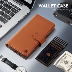RFID Blocking PU Leather Flip Wallet Case for iPhone 13 with Card Holder, Light