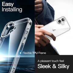 Case for iPhone 16 6.1-Inch, Non-Yellowing Shockproof Phone Bumper Cover, Clear