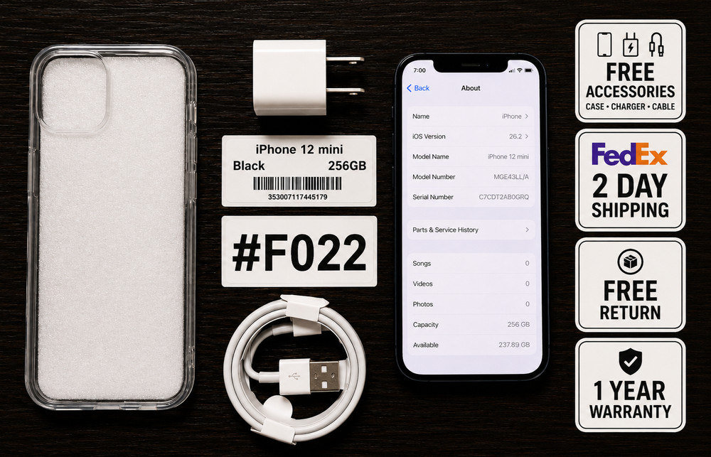 Apple iPhone 12 Mini 256 GB Black – Unlocked – Read Seller Notes