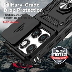 For Motorola Moto Edge 2025 Case w/ 1x Screen Protector,Slide Camera Cover,Black