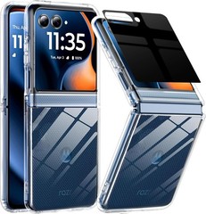 Motorola Razr 2025 Case with Privacy Screen Protector, Thin Slim Shockproof Hard