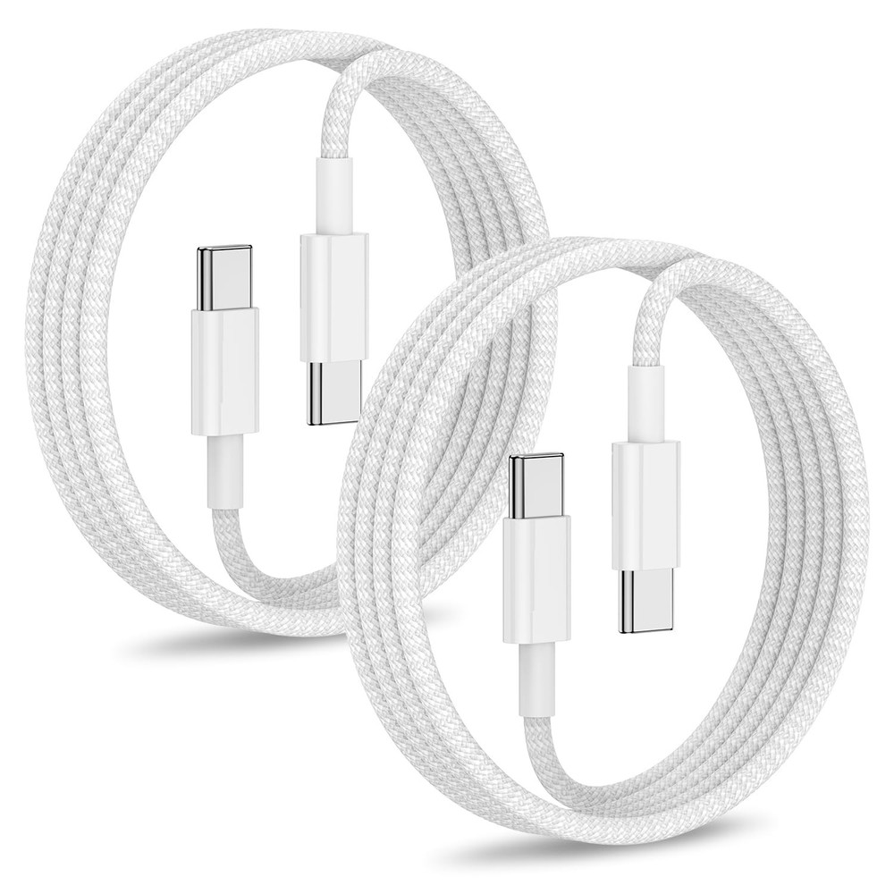 2 Pack Type-C Fast Charger for iPhone 15/17 3ft Nylon Braided Cable