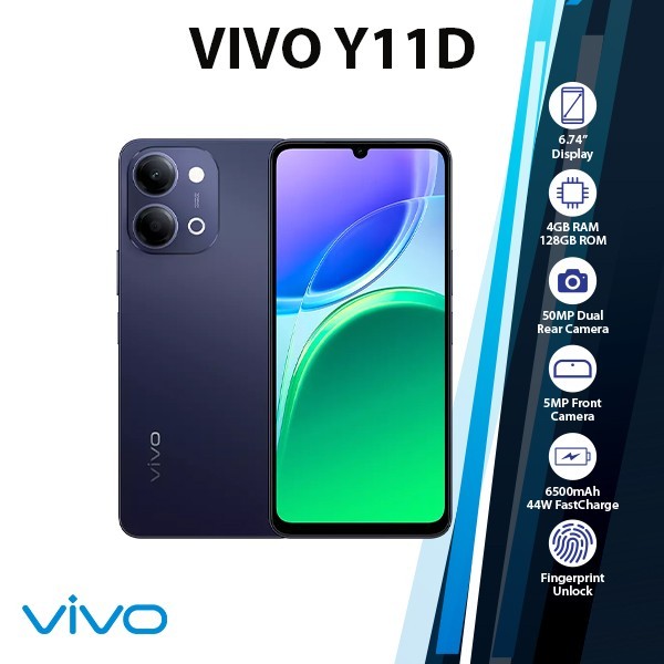 VIVO Y11D Android Cell Phone (4GB+128GB/BLACK/Dual SIM/Octa Core/Unlocked)