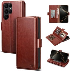 RFID Blocking PU Leather Wallet Case for Samsung Galaxy S24 Ultra, Card Holder,