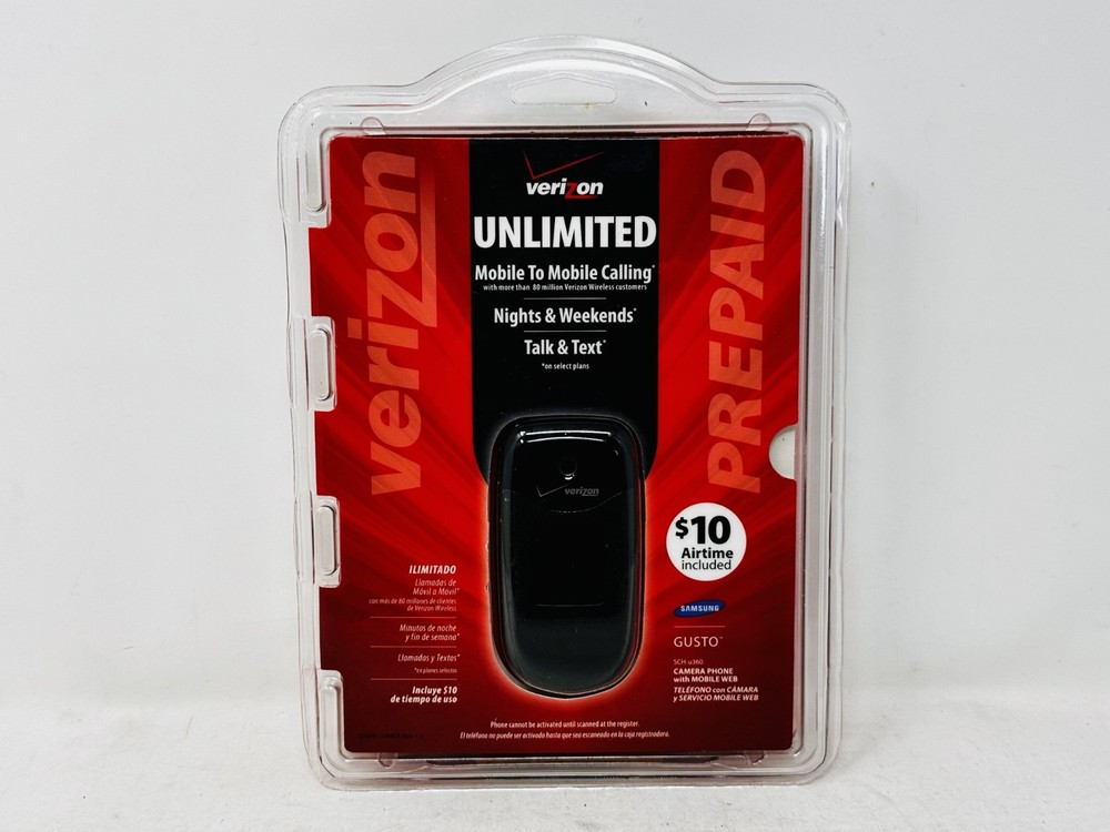 New Verizon Unlimited Samsung Gusto SCH-U360 Black Gray Verizon Flip Phone