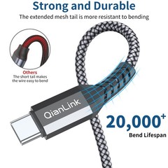 1.5FT USB C 3.1 Gen 2 Fast Charge Cable, 3A for iPhone 15 Pro Max, Galaxy S Seri