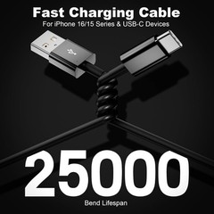 3FT 2-Pack USB-C Fast Charging Cable 3A for iPhone 15/16/17, CarPlay Compatible