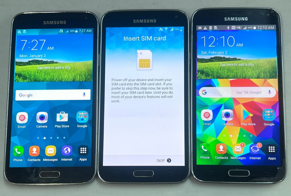 LOT OF 3 x Samsung Galaxy S5 SM-G900A / G900T3 / G900T1 LTE Smart Phones *READ*
