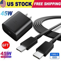 45W Super Fast Wall Charger 6FT Type USB-C Cable Fit Samsung Galaxy S21 S22 S23