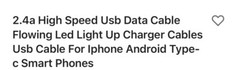 2.4A High Speed Led Lighting Up Cell Phone Chargers