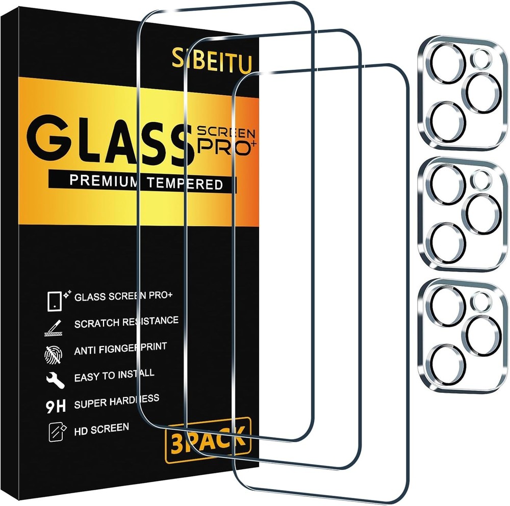 6.3 Inch 3 Pack Screen Protector for iPhone 16 Pro with Camera Lens Protectors