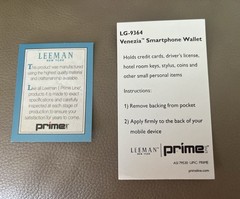 Leeman Venezia Phone Wallet Credit Card License Stick on Back of Phone Pocket