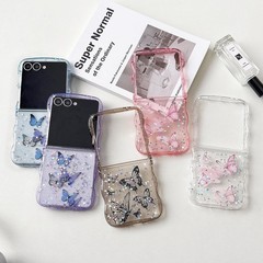 Wave Butterfly Case for Samsung Galaxy Z Flip 7 5G, Cute Shiny Glitter Cover