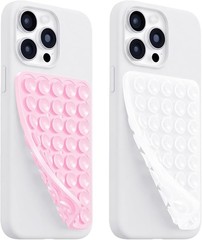 2 Pack Silicone Suction Cup Phone Case Mount for Selfies and Videos, Light Pink&