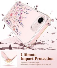 iPhone 17e Case & iPhone 16e Case with Screen Protector, Floral Shockproof Clear