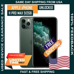 Apple iPhone 11 Pro Max 512GB Midnight Green Unlocked NO FACE ID Excellent Cond
