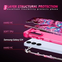 Galaxy S24 5G Case, Glow in The Dark Three Layer Heavy Duty Shockproof Rugged Ha