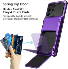 Samsung Galaxy S21 Ultra Case 6.8 Inch Shockproof Wallet Card Holder Cover Purpl