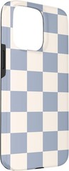 Light Blue-Gray and Creamy Checkered Checkerboard Pattern Case for iPhone 15 Pro