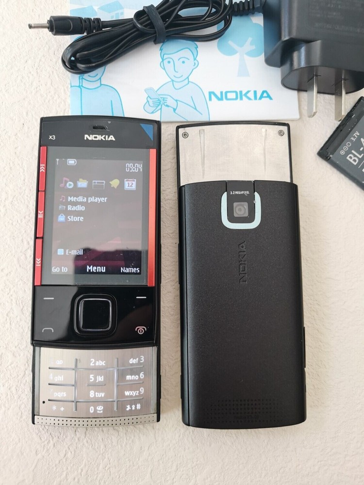Nokia X3-00 Black on Red Unlocked X3-00 Slider GSM Cellphone