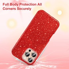 iPhone 16 Pro Max Case, Glitter Bling 3-Layer Shockproof Anti-Scratch Cover 6.9′