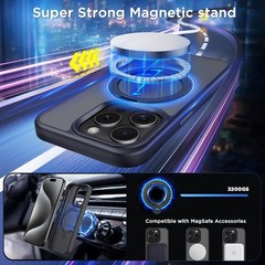 360° Rotatable Ring Stand Magnetic Case for iPhone 15 Pro 6.1 inch, Matte Black