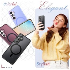 Matte Magnetic Case for Samsung Galaxy S25+ Plus with Screen Protector, Black