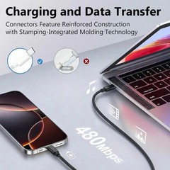 USB C to C Charger Cable 60W Fast Charging Braided Nylon Type C Cord 3FT 2-Pack