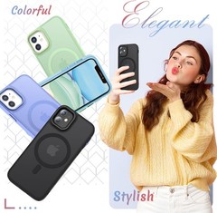 Black Matte Magnetic Phone Case for iPhone 11 with 1 Screen Protector, Slim Fit