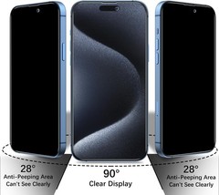 3PCS Privacy Screen Protector & Tempered Glass Film for iPhone 15 Pro Max Anti S