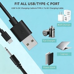 2 Pack 2.5mm Massager Charger, DC Charger Replacement Cable, 2.65ft USB-A & USB-