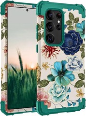 Galaxy S24 Ultra Case, Shockproof Heavy Duty Hard Plastic + Soft Silicone Bumper