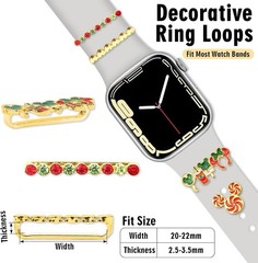 Watch Band Charms with Decorative Ring Loops for Apple Watch 38mm to 49mm SE/Ser