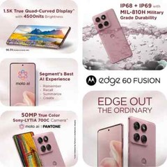 MOTOROLA Moto Edge 60 Fusion 5G-Factory Unlocked Dual SIM-8GB RAM-PINK Zephyr