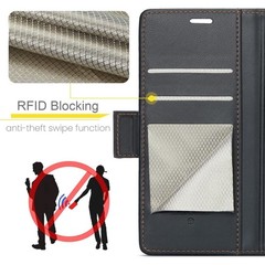 Samsung Galaxy S22 Wallet Case with RFID Blocking, Leather Book Folio Case Black