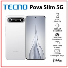 NEW TECNO Pova Slim 8GB+256GB WHITE Octa Core Unlocked Android Cell Phone