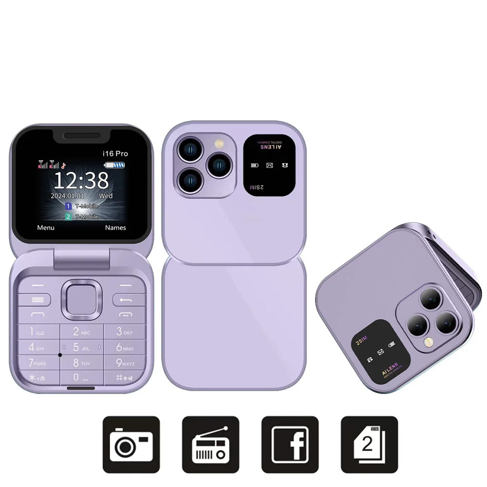 Mini Flip Phone Speed Dial Card Foldable perfect for young kids