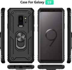 Shockproof Cover Case for Samsung Galaxy S9, Black, with HD Screen Protectors &